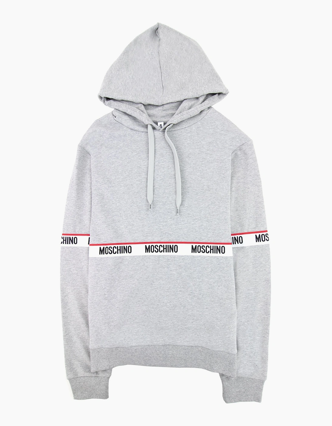 Moschino Underwear Tape Logo Lounge Hooded Sweatshirt Grey 0489