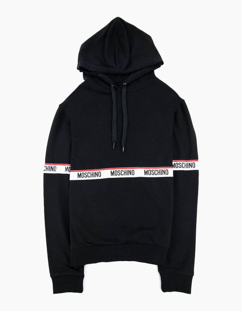 Moschino Underwear Tape Logo Lounge Hooded Sweatshirt Black 0555