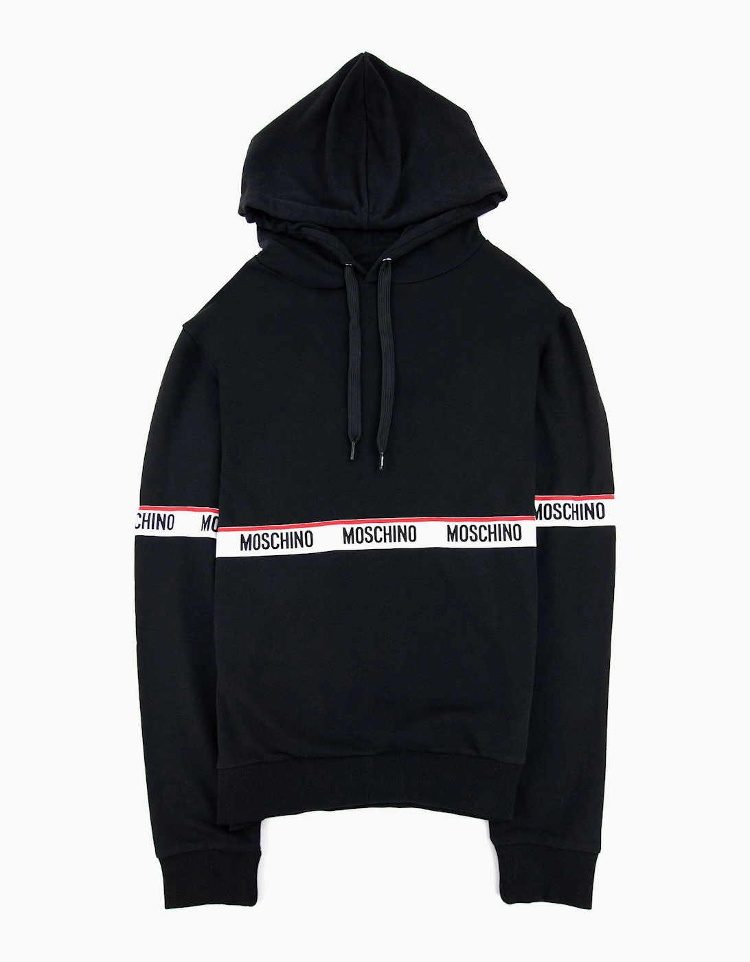 Moschino Underwear Tape Logo Lounge Hooded Sweatshirt Black 0555
