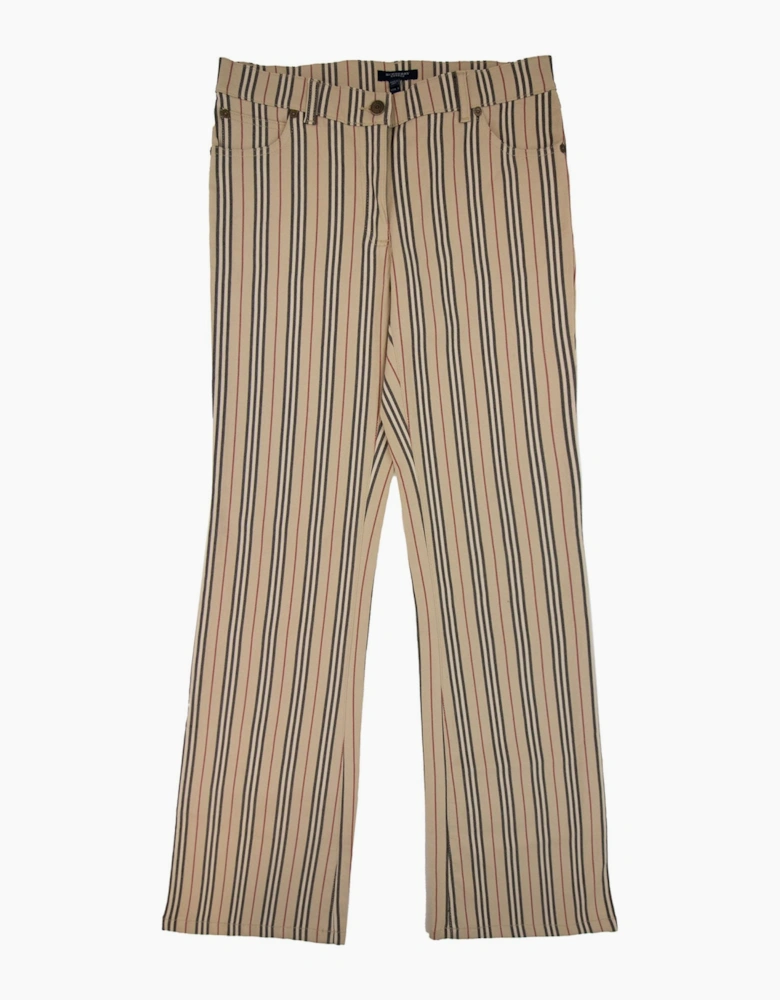 Burberry Woman Maidstone Stripe Wide Leg Trouser Beige