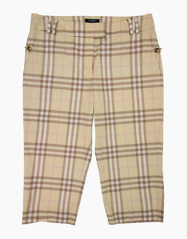 Burberry Woman Selbourne Check Long Shorts Camel