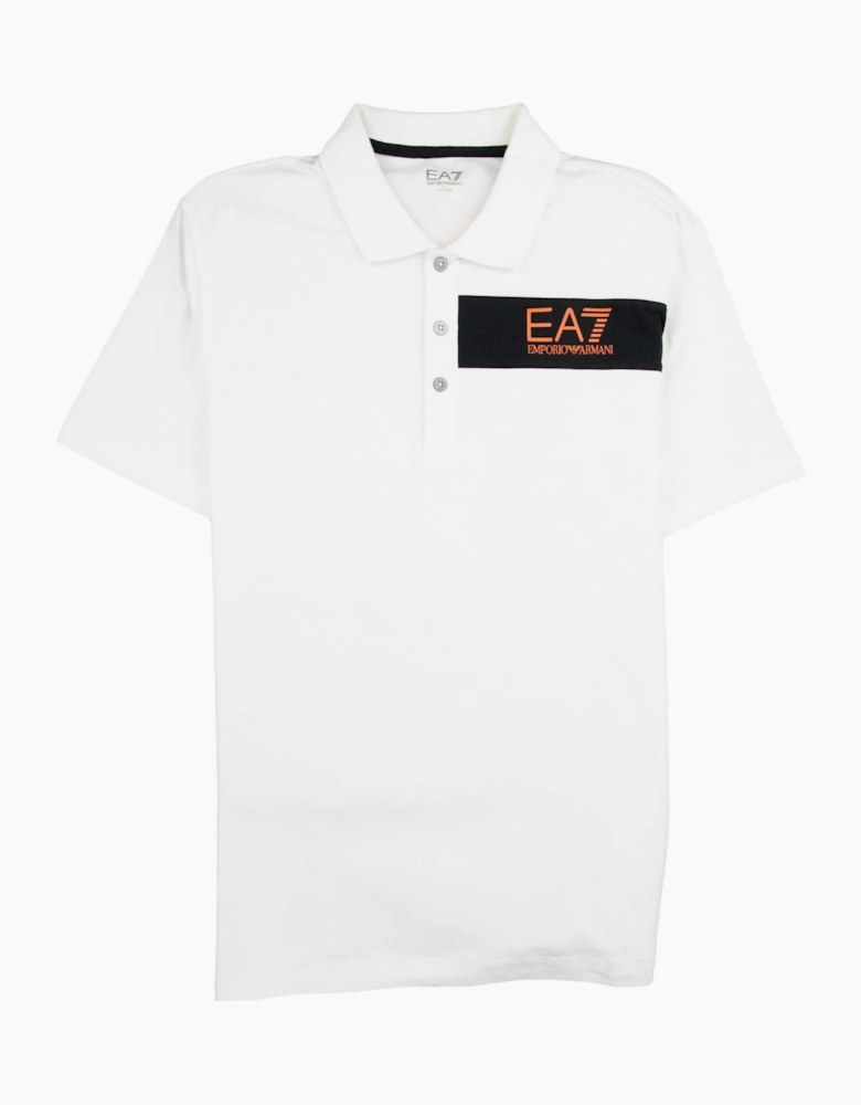 EA7 Chest Stripe 7 Logo Polo Shirt White