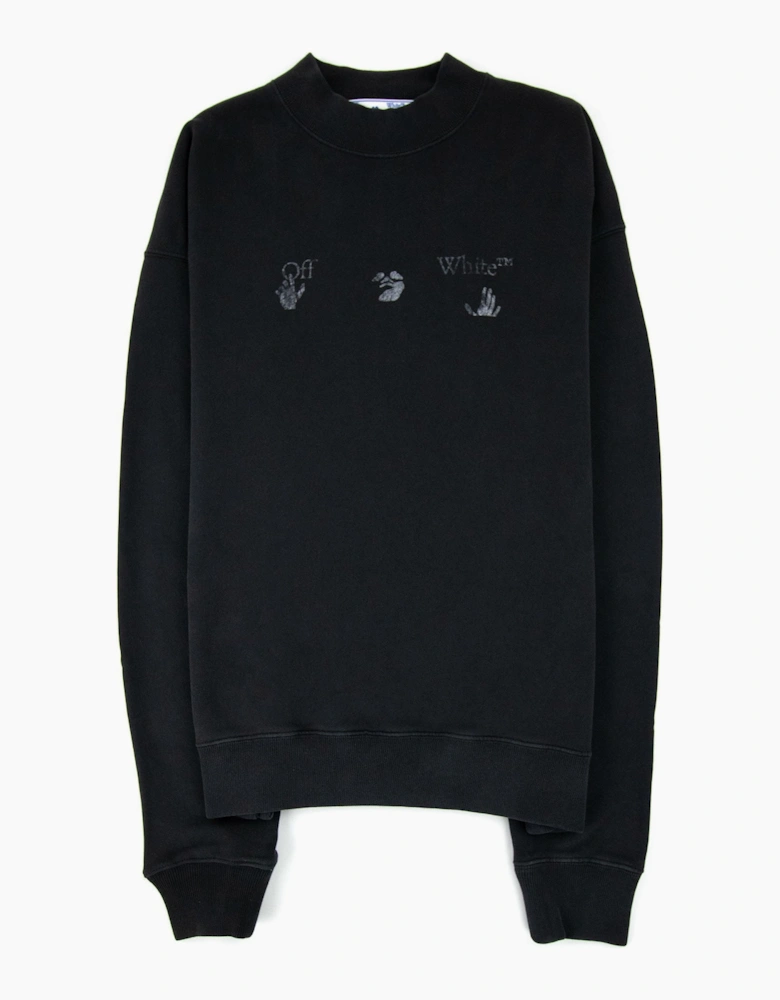 Off White Big Ow Skate Logo Crewneck Sweatshirt Black/white