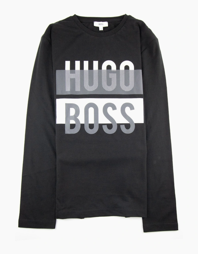 Hugo Boss Kids Printed Logo L/s T Shirt Black