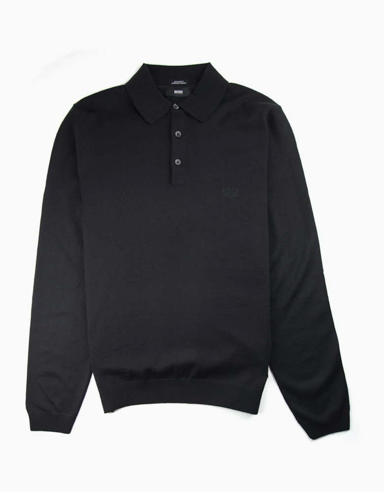 Hugo Boss Banet-B Long Sleeve Knitted Polo Black