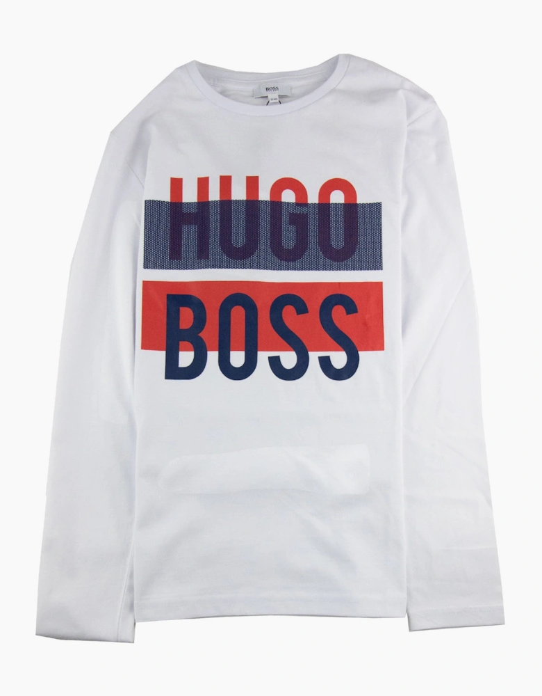 Hugo Boss Kids Printed Logo L/s T Shirt White