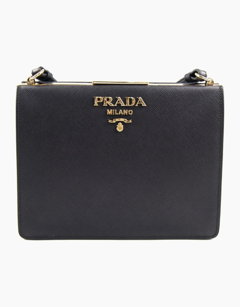 Prada Light Frame Saffiano Leather Bag Black