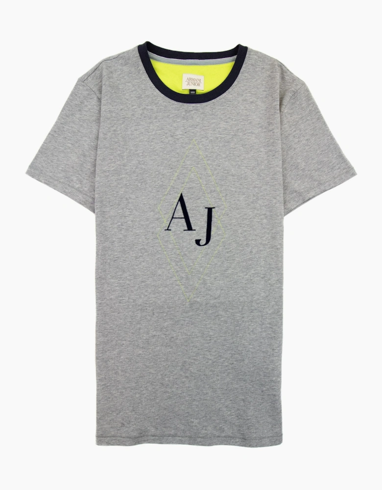Armani Junior Aj Logo Crewneck T Shirt Grey Melange