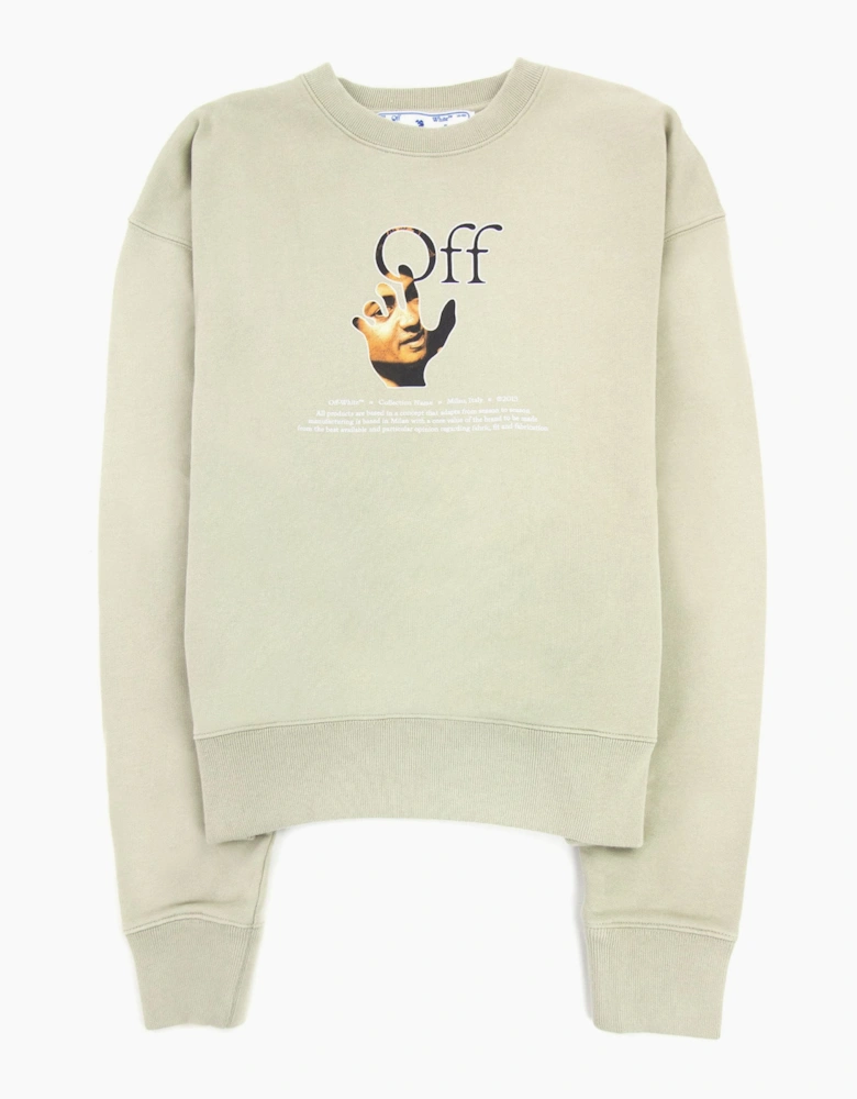Off White Carav Hand Over Crewneck Sweatshirt Abbey Stone