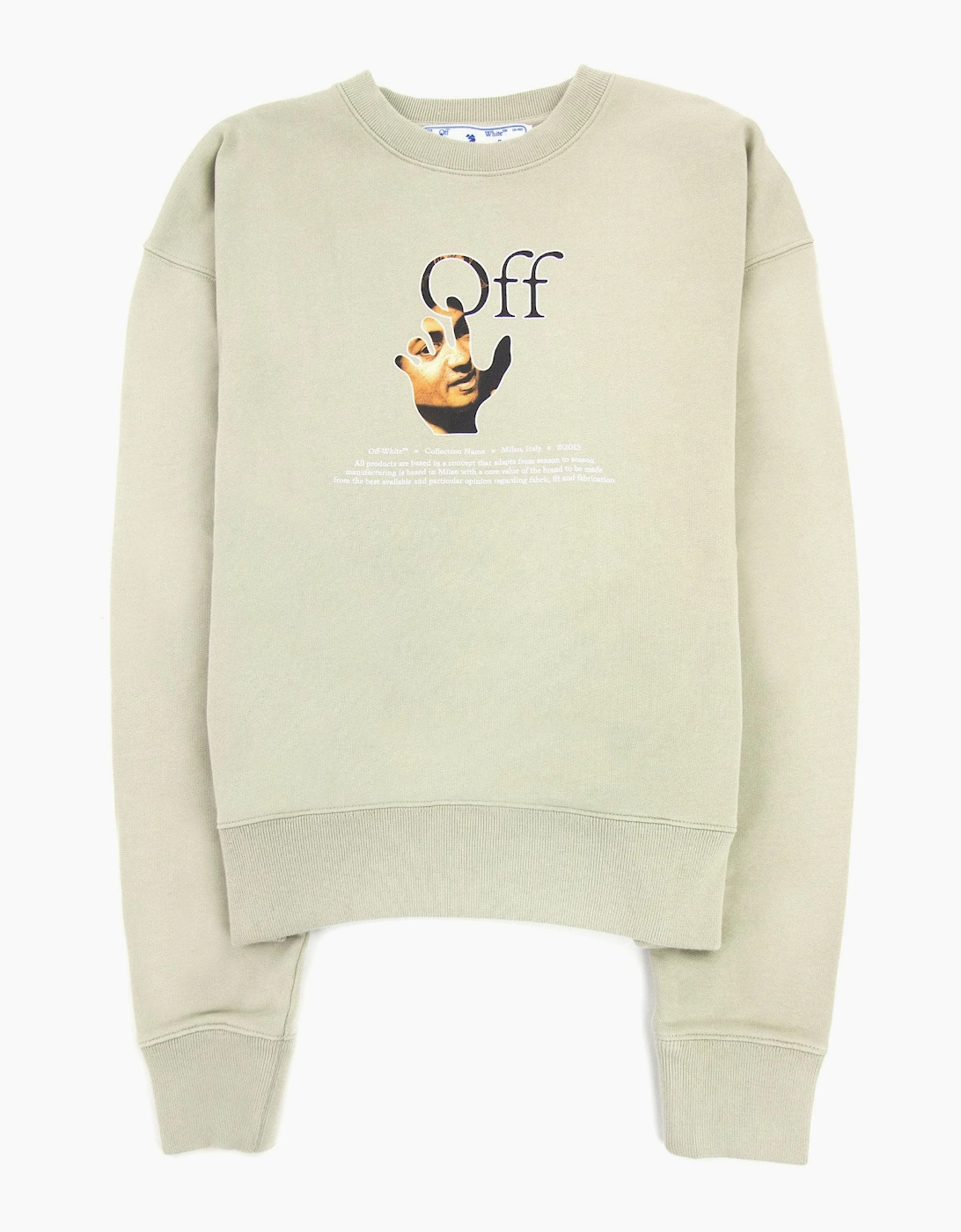 Off White Carav Hand Over Crewneck Sweatshirt Abbey Stone, 5 of 4