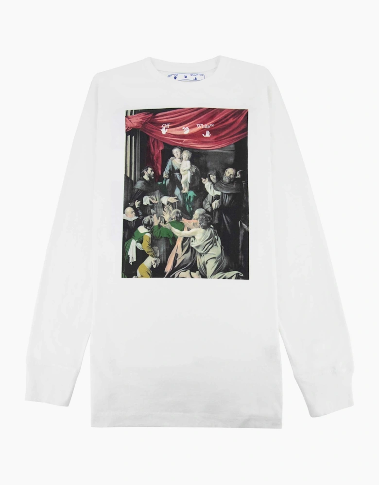 Off White Caravag Printed L/s T Shirt White/black
