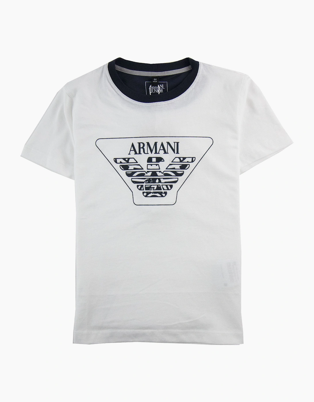Armani Junior Big Eaagle Logo T Shirt Bianco