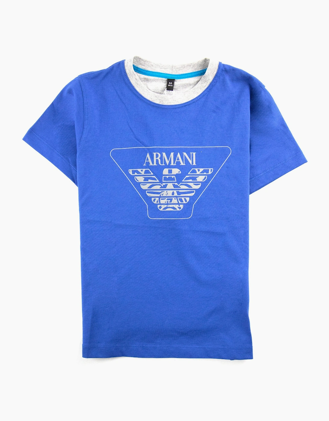 Armani Junior Big Eagle Logo T Shirt Bluette