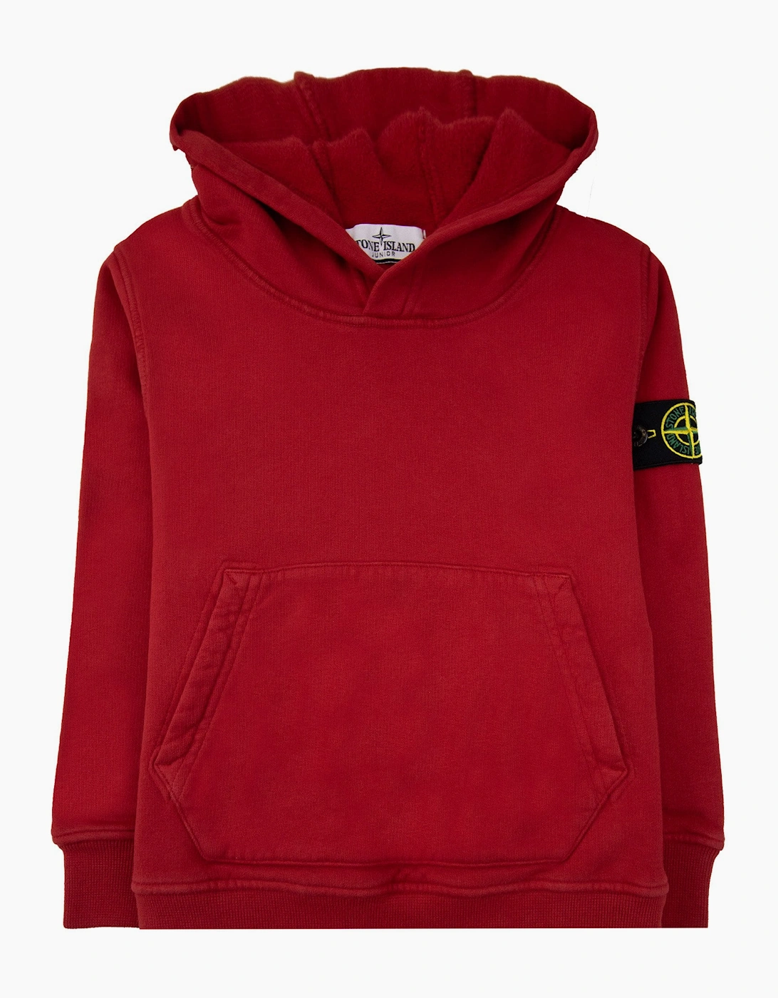 Stone Island Junior Arm Badge Hooded Sweatshirt Red V0010