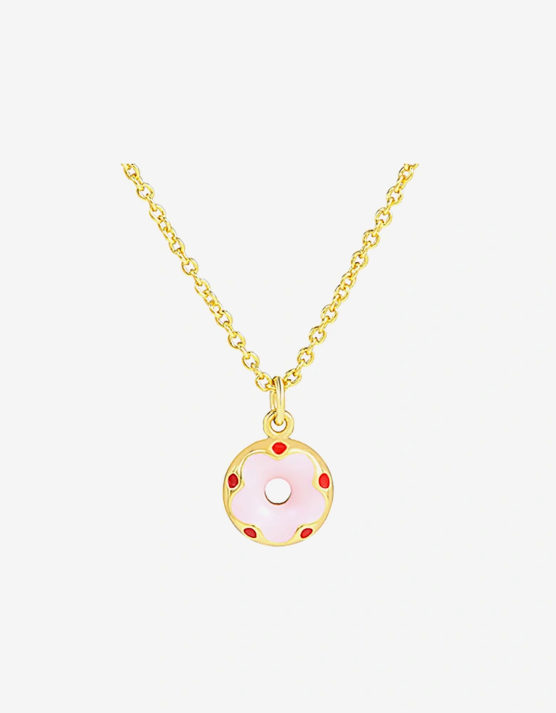 Secret Spoils Girls Pink Doughnut Necklace in Gold (40cm)