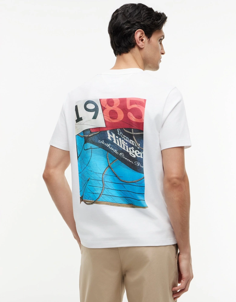 Tommy Hilfiger Nautical Back Photo Mens T-Shirt - White