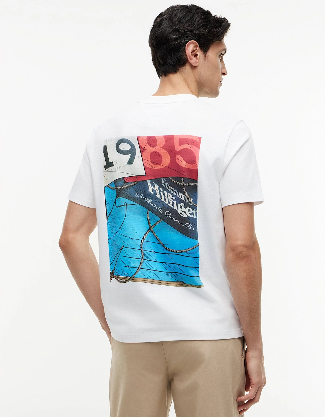 Tommy Hilfiger Nautical Back Photo Mens T-Shirt - White