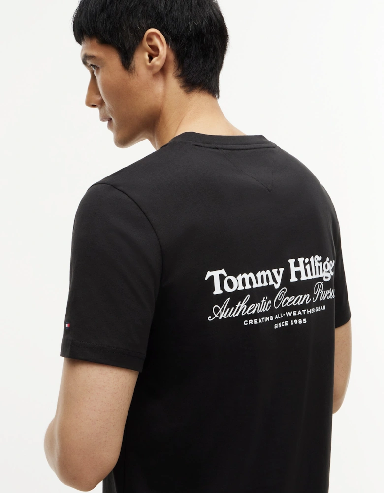 Tommy Hilfiger Nautical Back Graphic Mens T-Shirt - Black