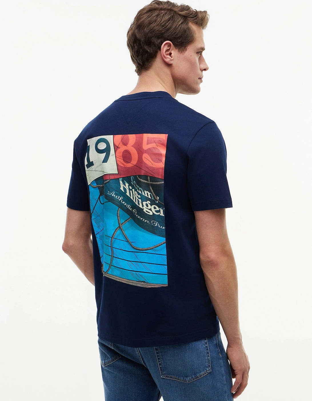 Tommy Hilfiger Nautical Back Photo Mens T-Shirt - Carbon Navy