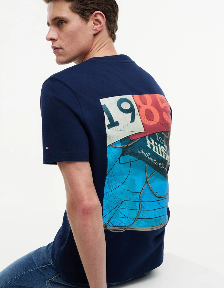 Tommy Hilfiger Nautical Back Photo Mens T-Shirt - Carbon Navy