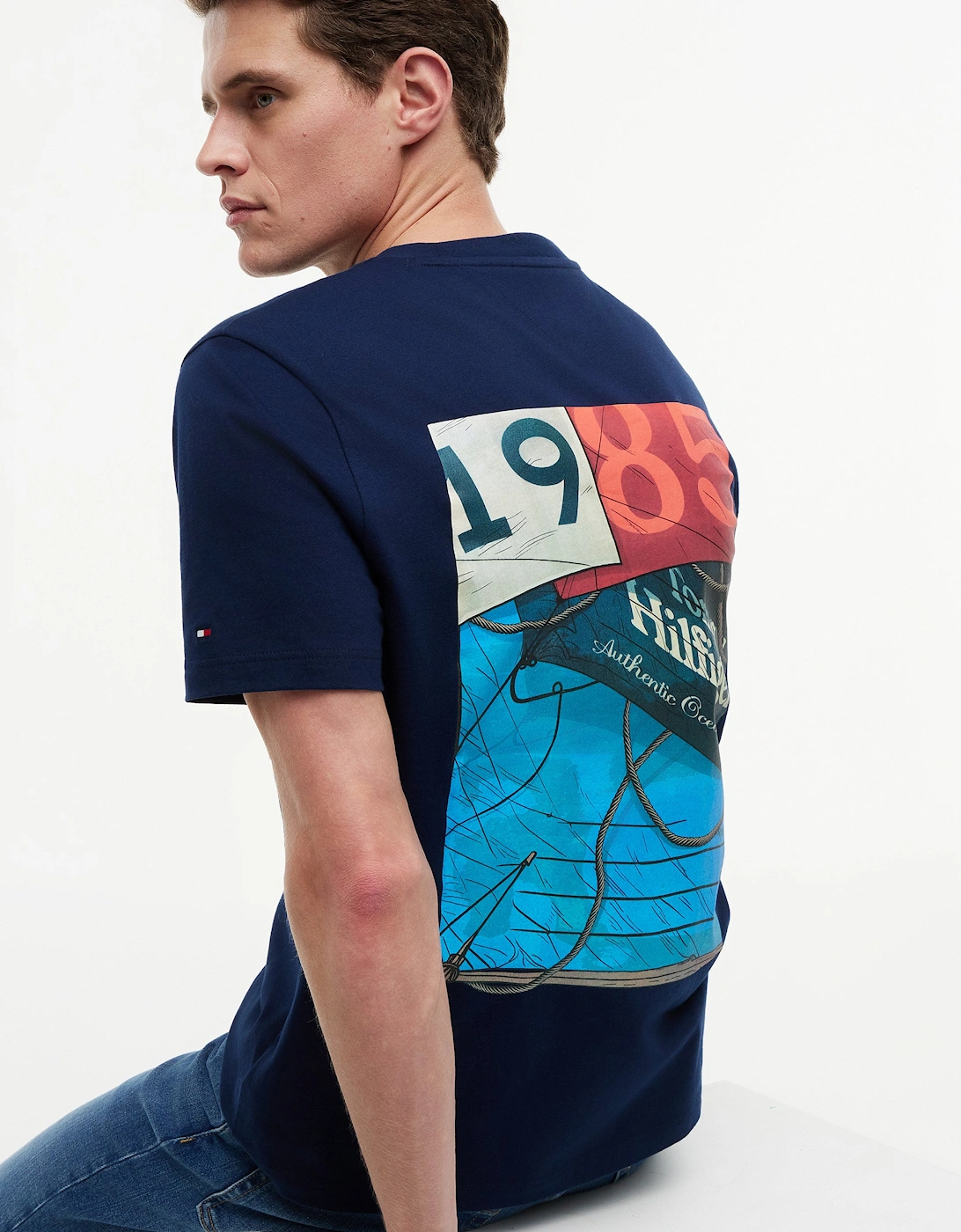 Tommy Hilfiger Nautical Back Photo Mens T-Shirt - Carbon Navy