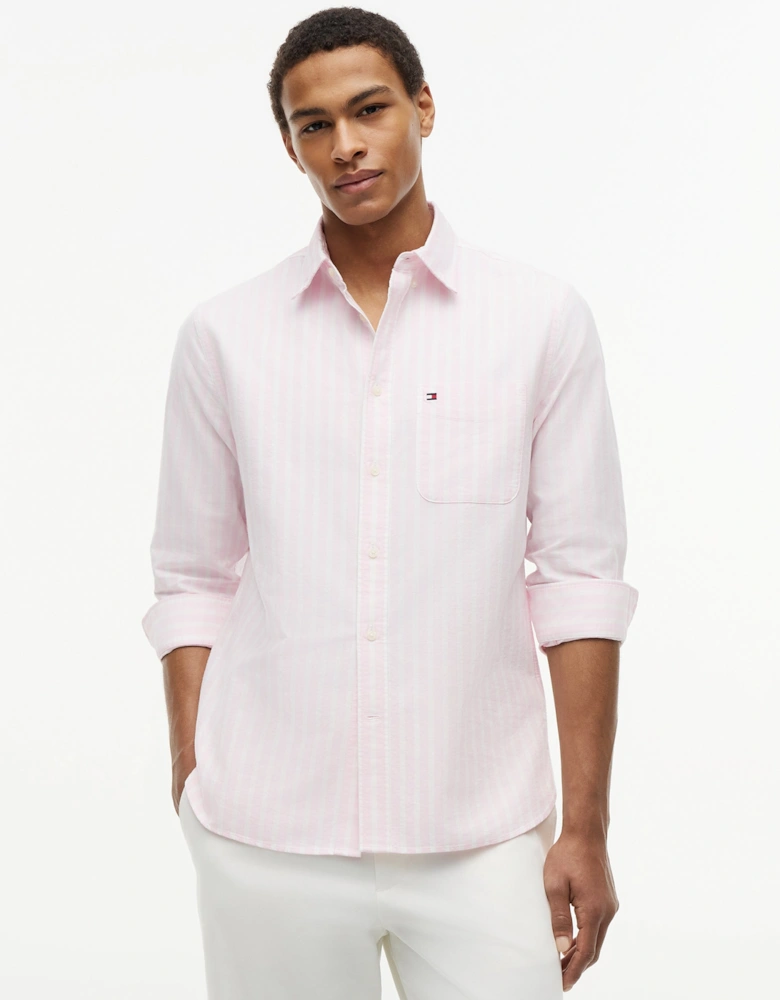 Tommy Hilfiger Heritage Oxford Mens Long Sleeve Striped Shirt - Rose Petal/Stripe
