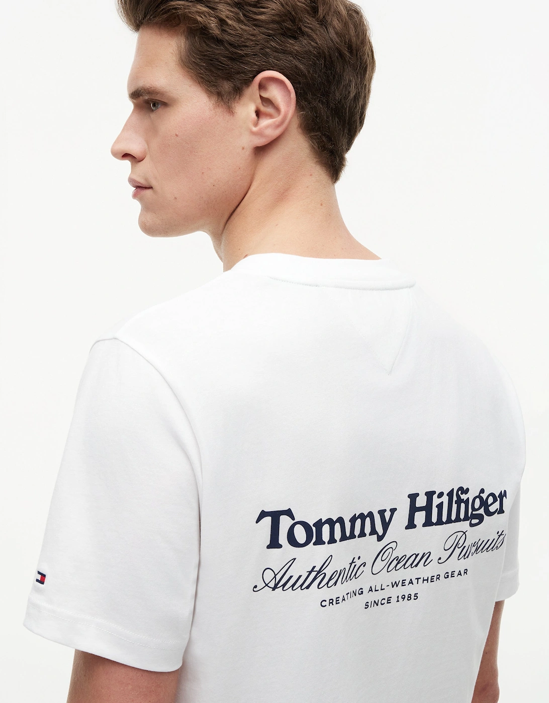 Tommy Hilfiger Nautical Back Graphic Mens T-Shirt - White