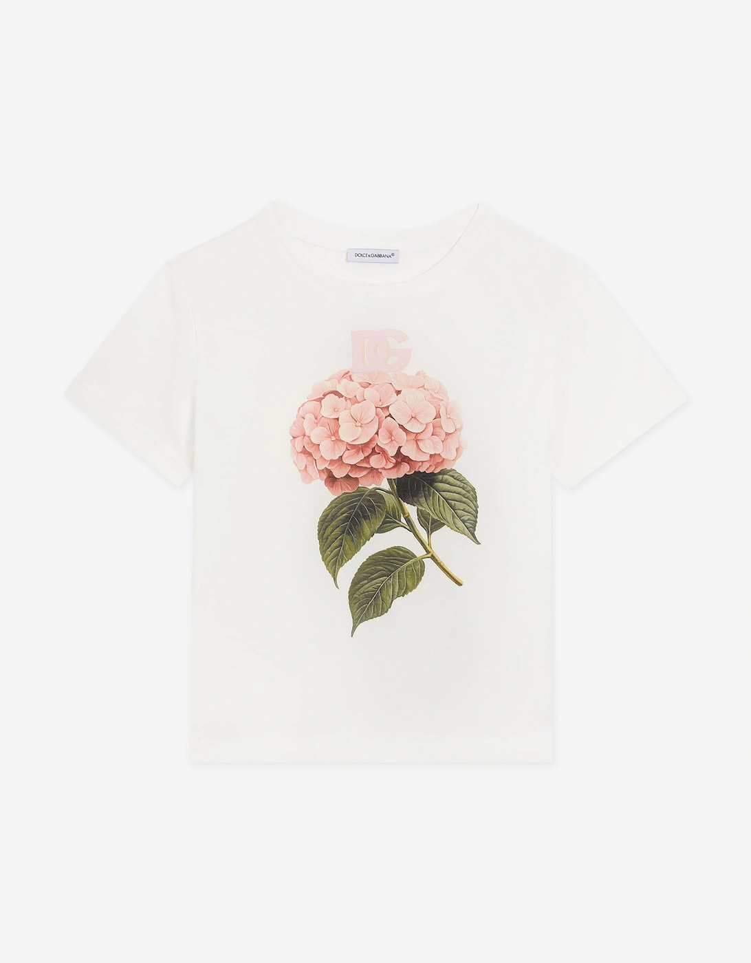 Dolce & Gabbana Girls Hydrangea Print T-Shirt in White, 6 of 5