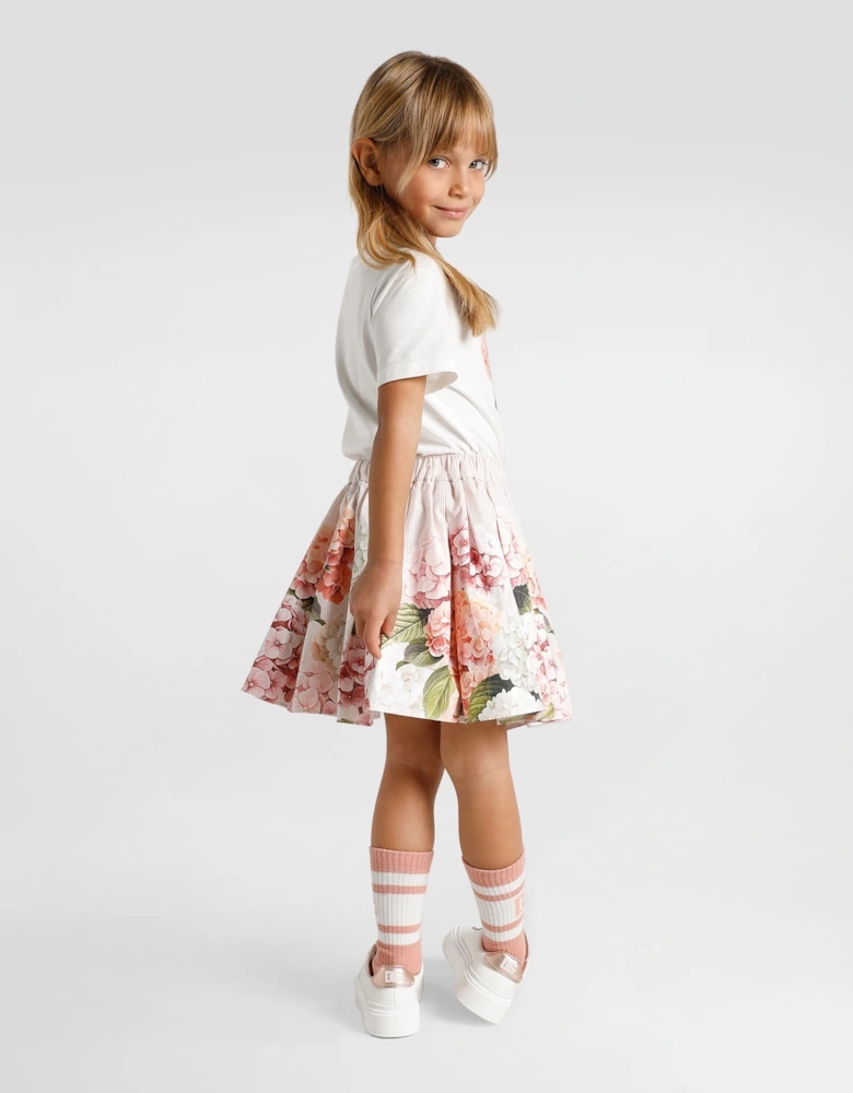Dolce & Gabbana Girls Hydrangea Print T-Shirt in White