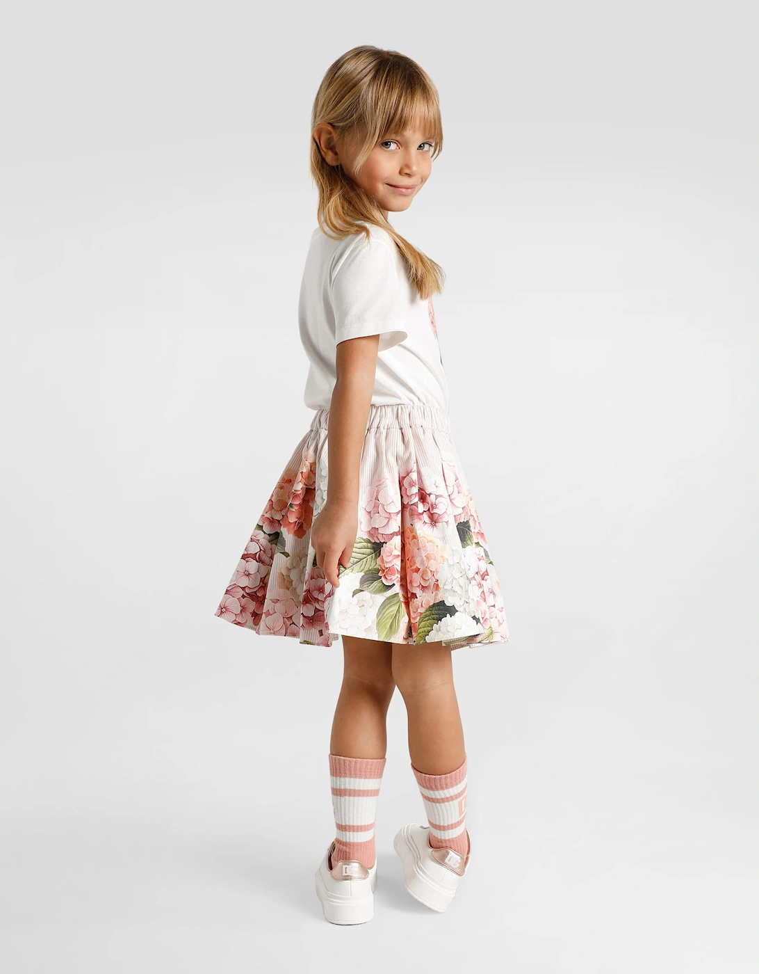 Dolce & Gabbana Girls Hydrangea Print T-Shirt in White