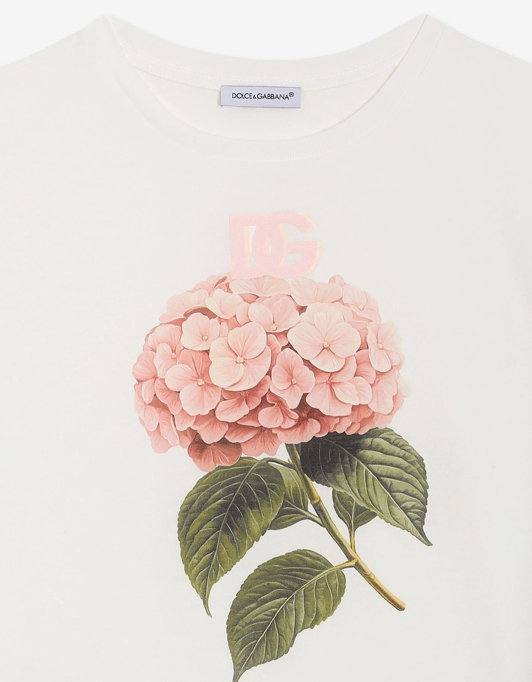 Dolce & Gabbana Girls Hydrangea Print T-Shirt in White