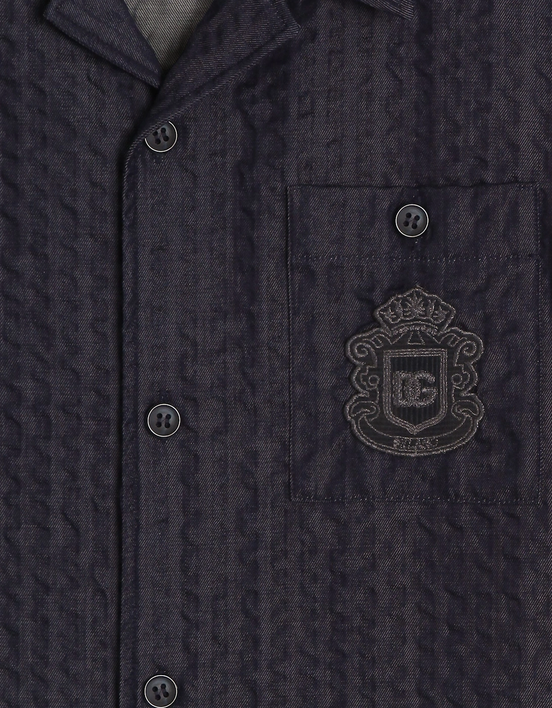 Dolce & Gabbana Boys Short Sleeve Denim Shirt in Navy