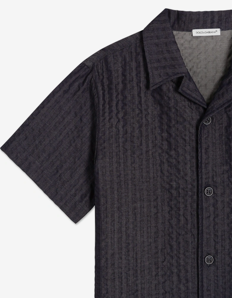 Dolce & Gabbana Boys Short Sleeve Denim Shirt in Navy