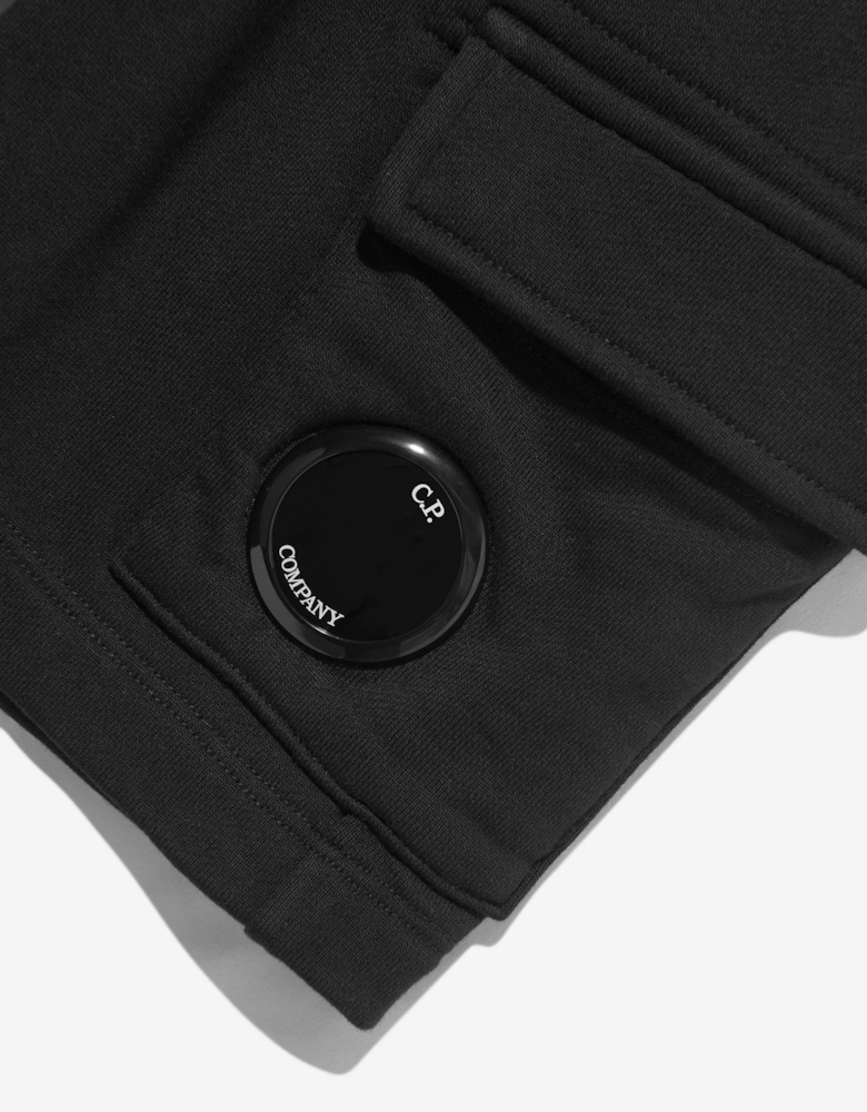 C.P. Company Boys Diagonal Fleece Cargo Lens Sweat Shorts in Black