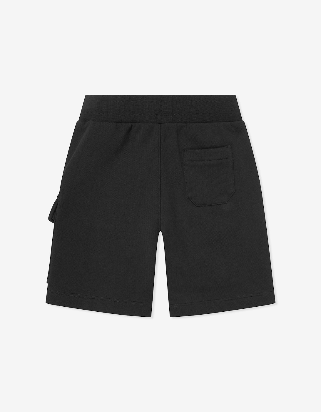 C.P. Company Boys Diagonal Fleece Cargo Lens Sweat Shorts in Black