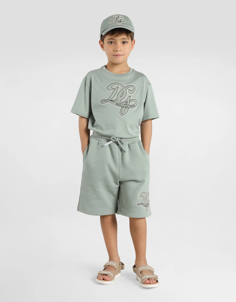 Dolce & Gabbana Boys Embroidered Logo T-Shirt in Green