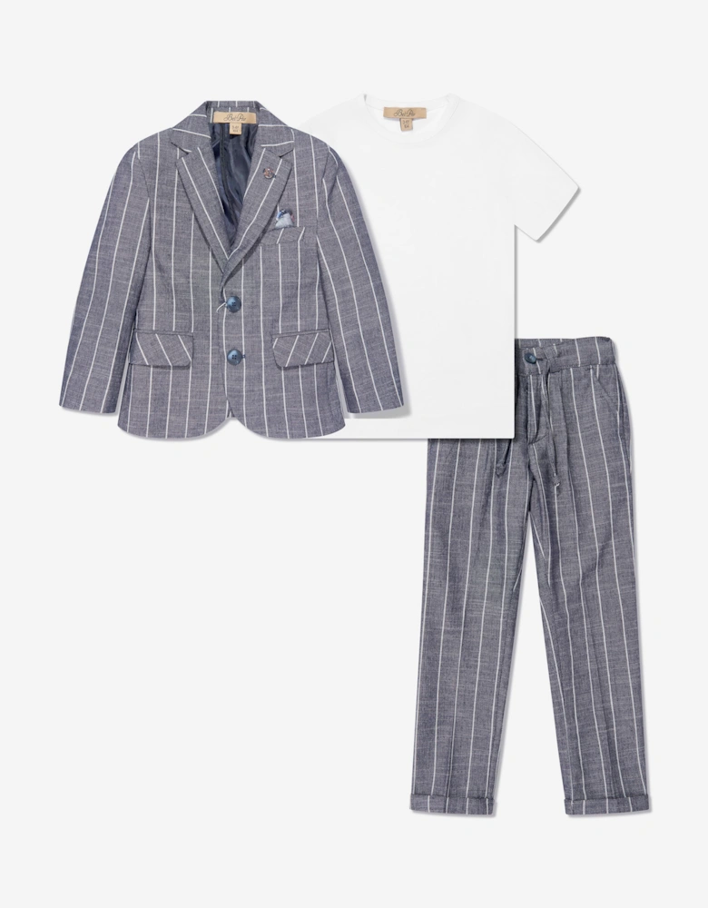 Bel-Air Boys Striped Suit Set in Blue