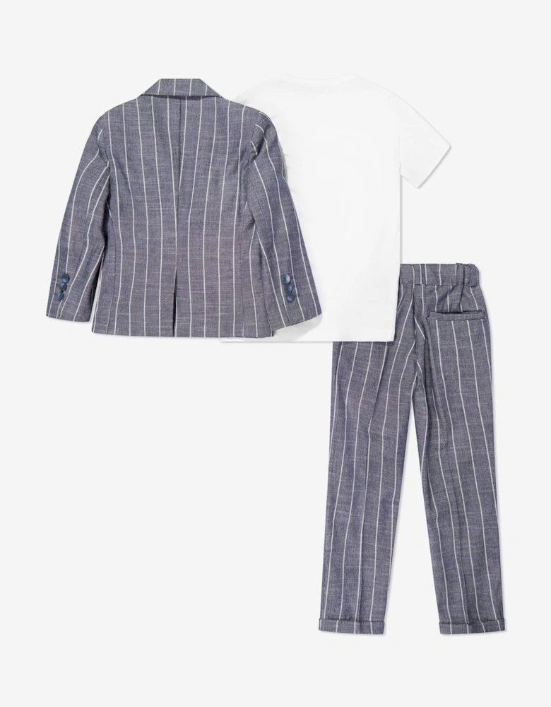 Bel-Air Boys Striped Suit Set in Blue