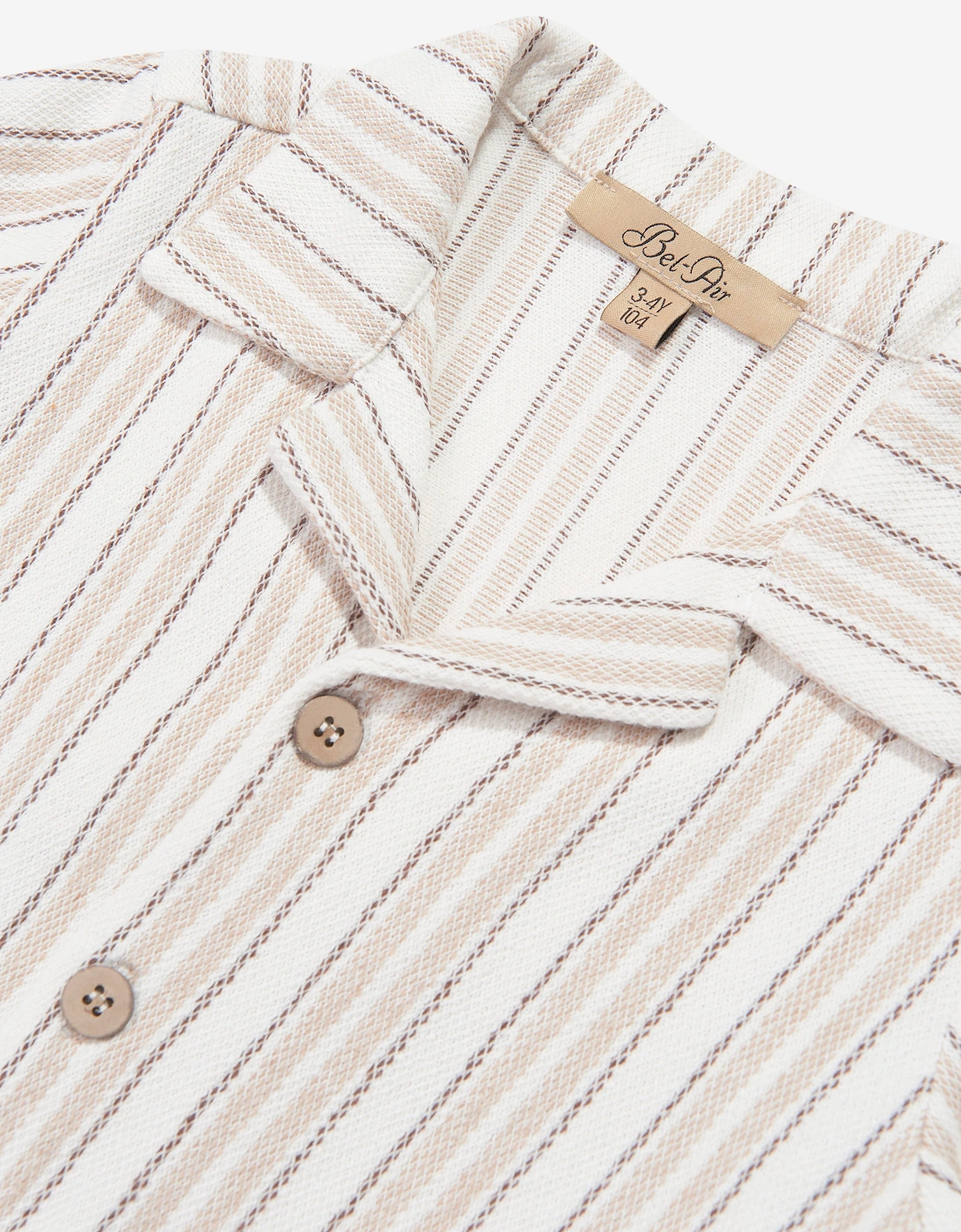 Bel-Air Boys Striped Shirt and Shorts Set in Beige