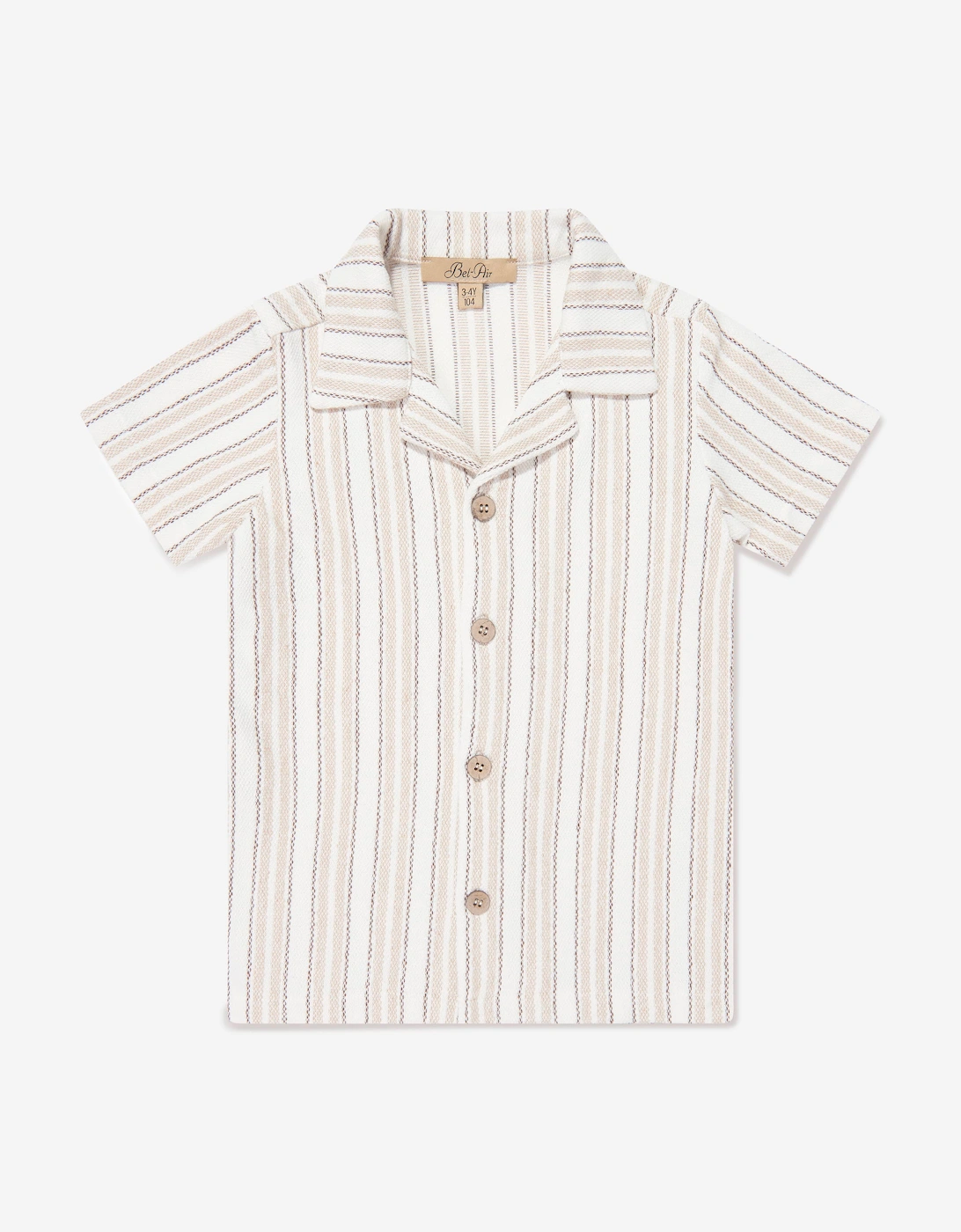 Bel-Air Boys Striped Shirt and Shorts Set in Beige