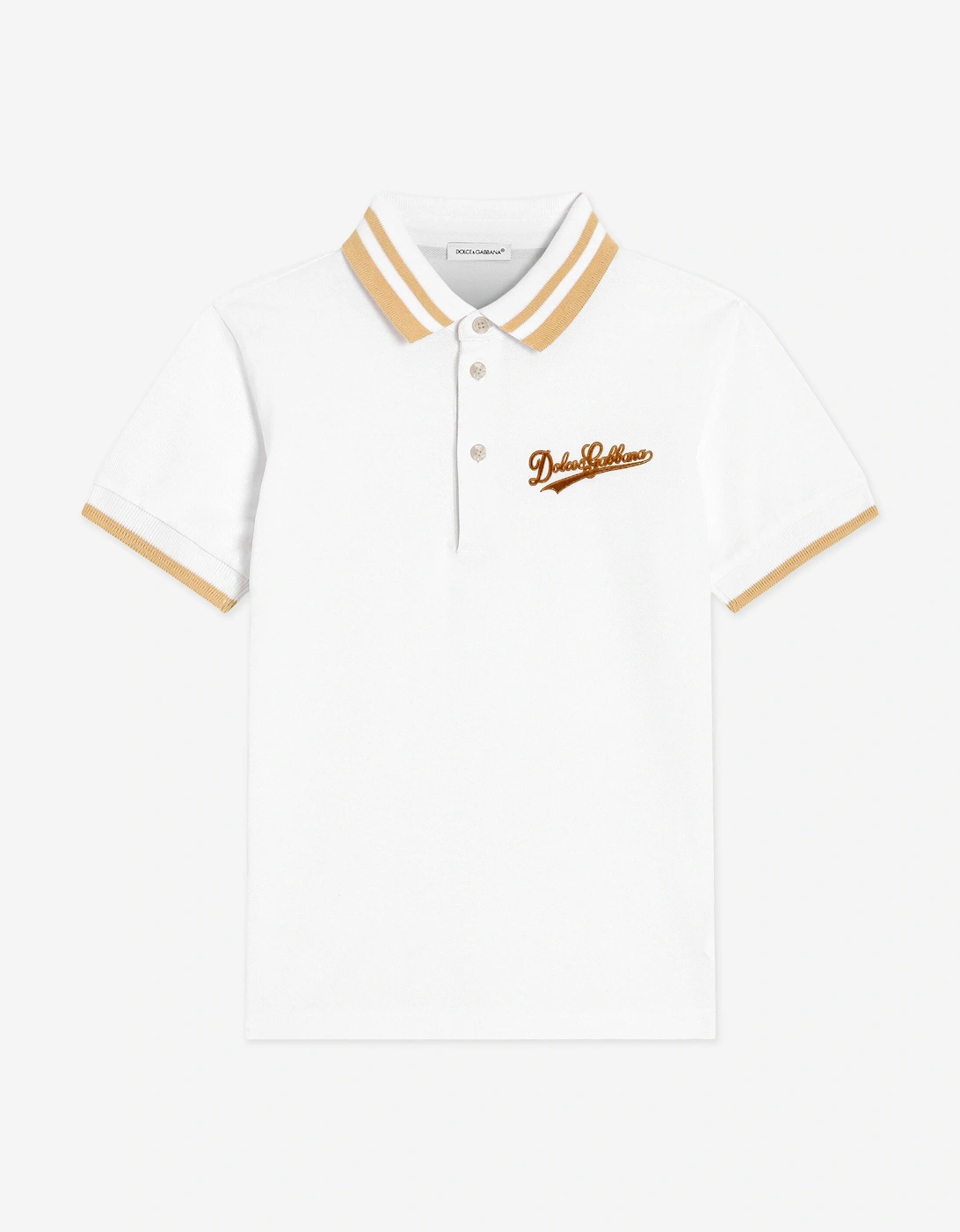Dolce & Gabbana Boys White Logo Polo Shirt In - Size: 3 Years Kids