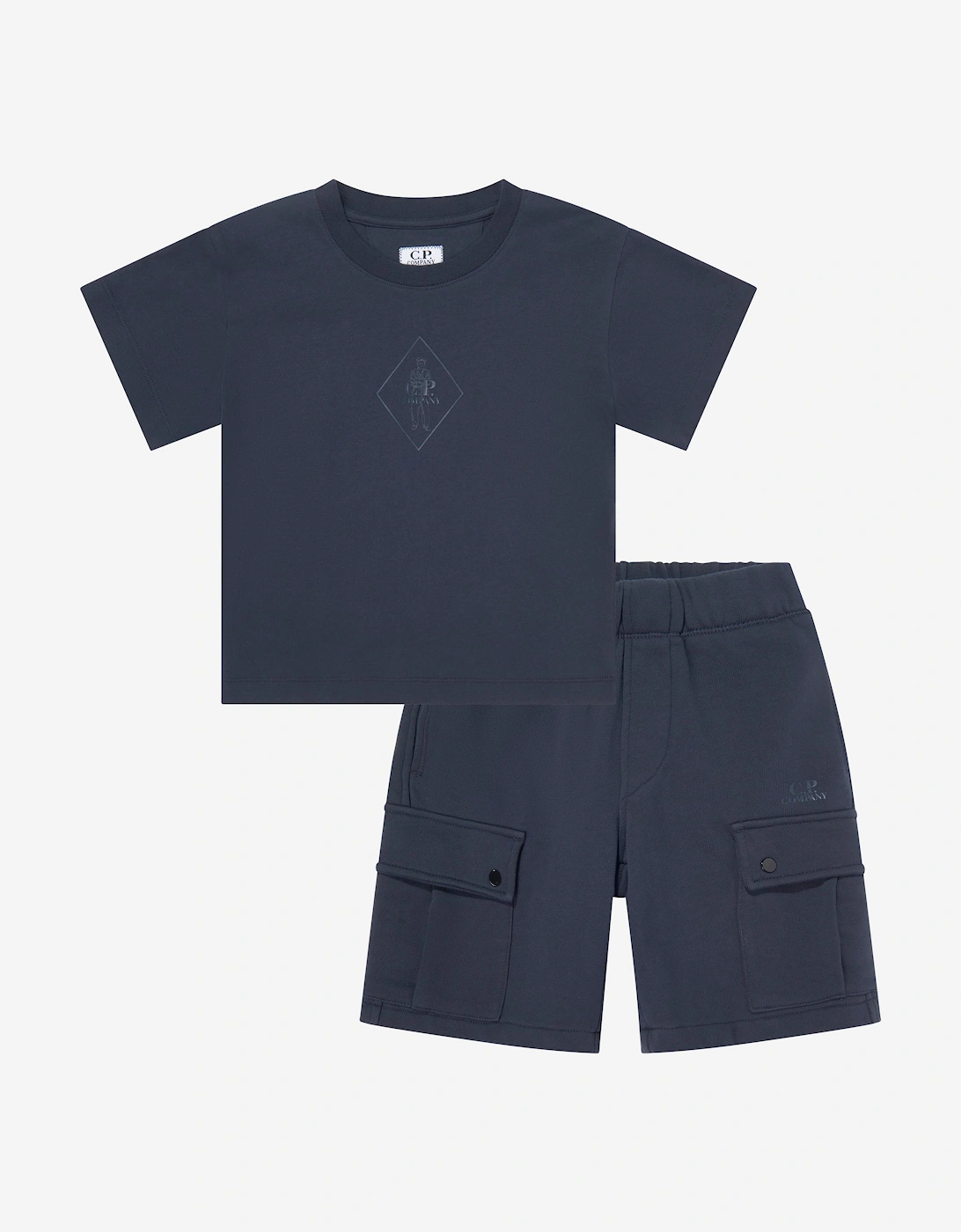 Cp Company Boys Blue  C.p. Company Cotton Jersey Cargo Short Set  Navy - Size 12 Years Kids