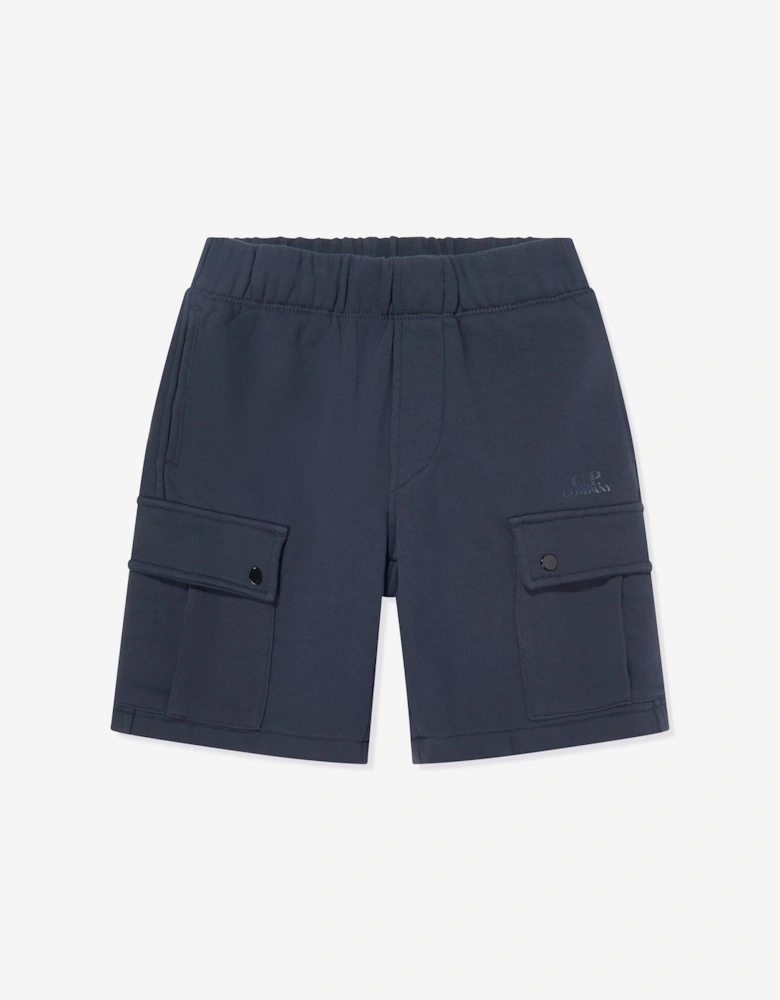C.P. Company Boys Cotton Jersey Cargo Short Set in Navy