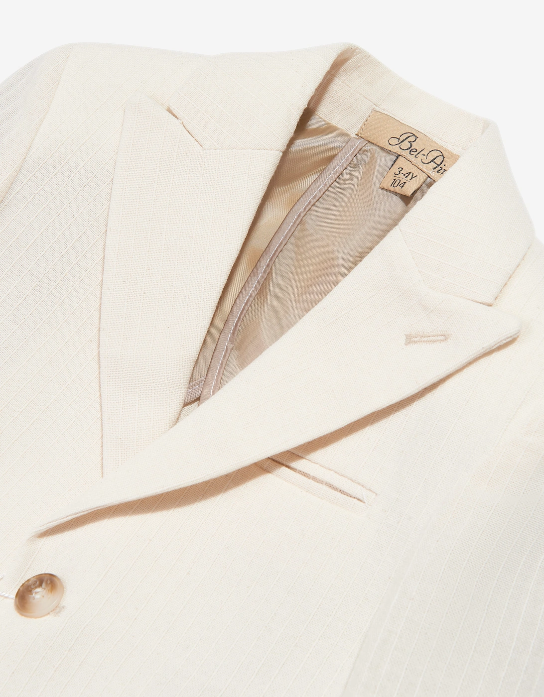 Bel-Air Boys Cotton Suit Set in Beige
