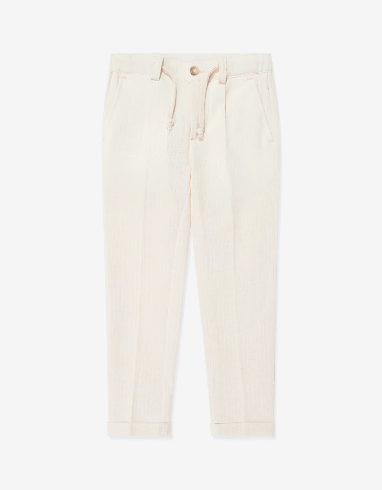 Bel-Air Boys Cotton Suit Set in Beige