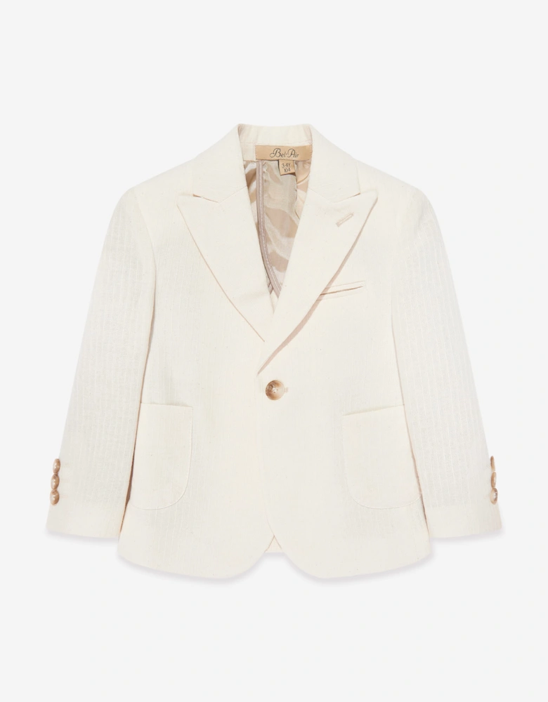 Bel-Air Boys Cotton Suit Set in Beige
