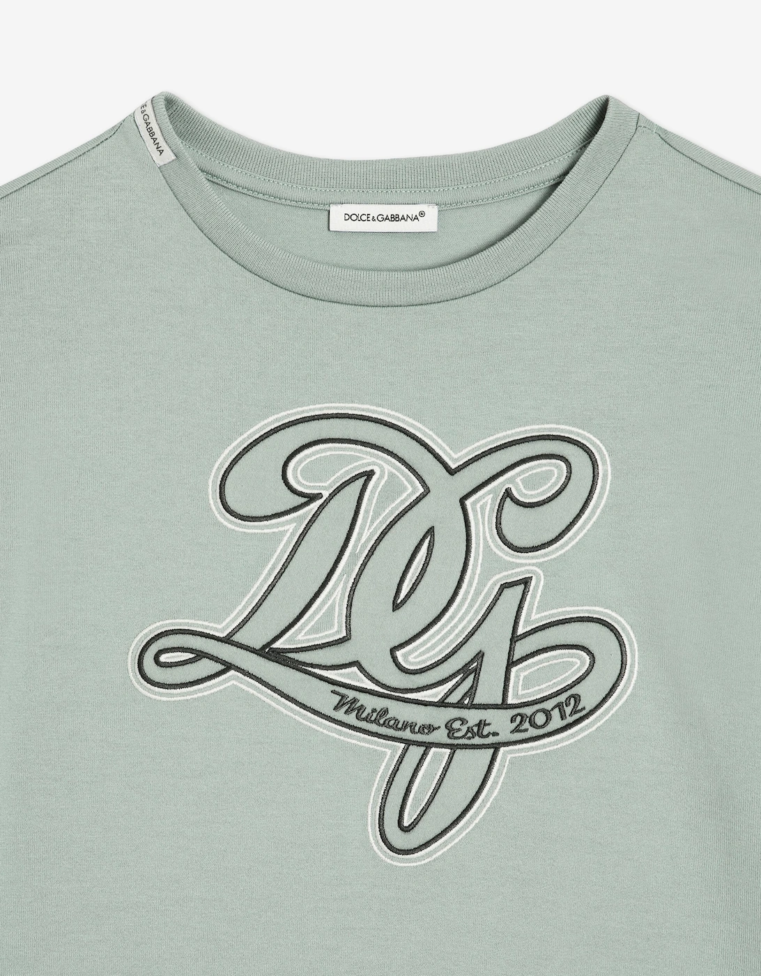 Dolce & Gabbana Boys Embroidered Logo T-Shirt in Green