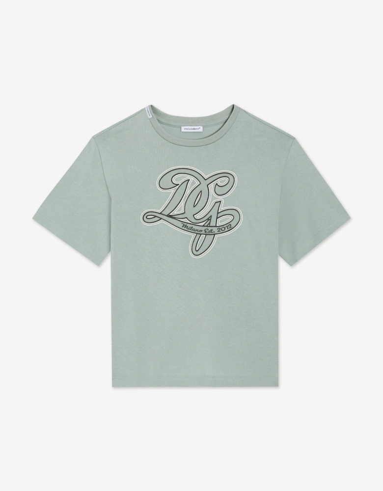 Dolce & Gabbana Boys Embroidered Logo T-Shirt in Green
