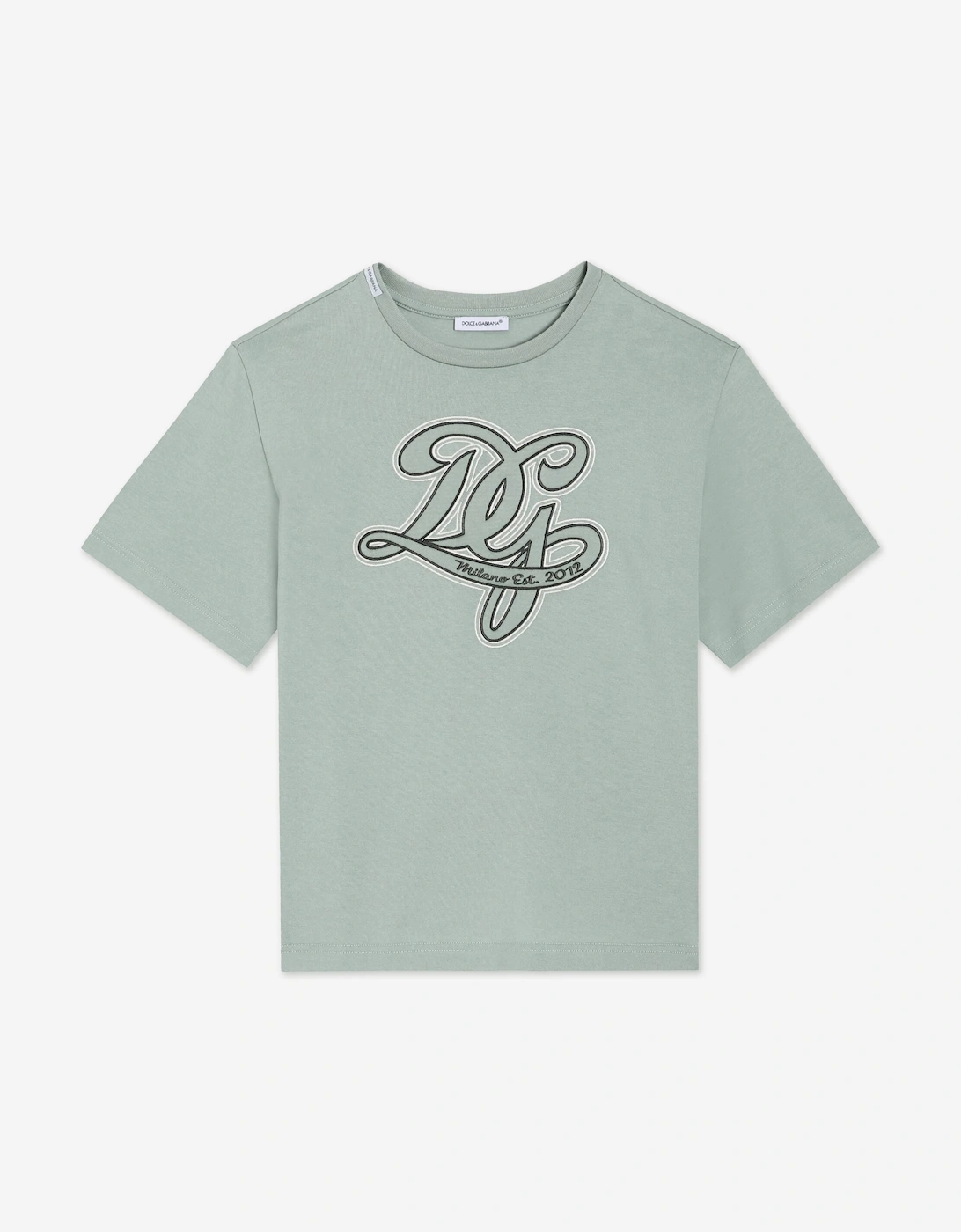Dolce & Gabbana Boys Embroidered Logo T-Shirt in Green