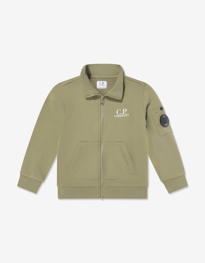 C.P. Company Boys Diagonal Fleece Tracksuit in Green